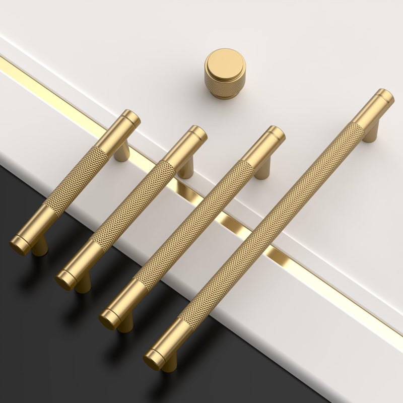 Amerdeco Champagne Bronze Knurled Cabinet Pulls 10 in 10 Pack 10" hole center