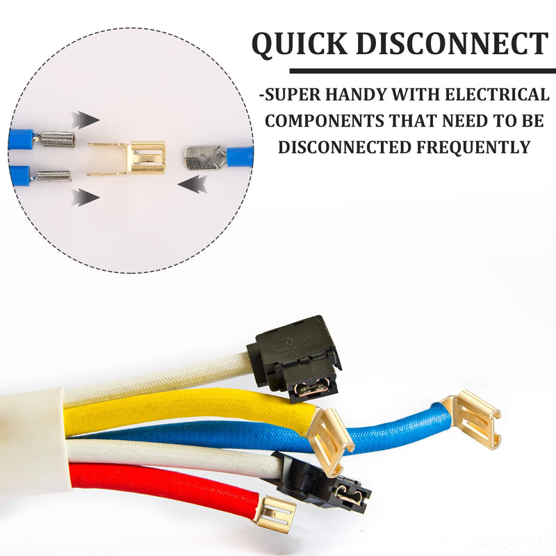 25 Pcs Piggyback Spade Connectors Chair Terminal Quick Disconnect Electrical 3 Way Adapter, 1/4" 2 Male and 1 Female Tabs, Non Insulated Brass 90 Degree Electrical Crimp Terminals Connectors 25