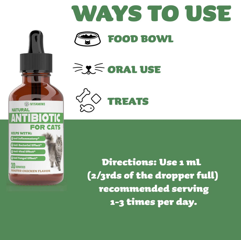 Natural Antibiotics for Cats | Cat Supplements | Cat Antibiotic | Cat Antibiotics | Cat Immune Support | Antibiotic for Cats | Cat Multivitamin | Multivitamin for Cats | 2 Pack: 60 Servings Total - PawsPlanet Australia