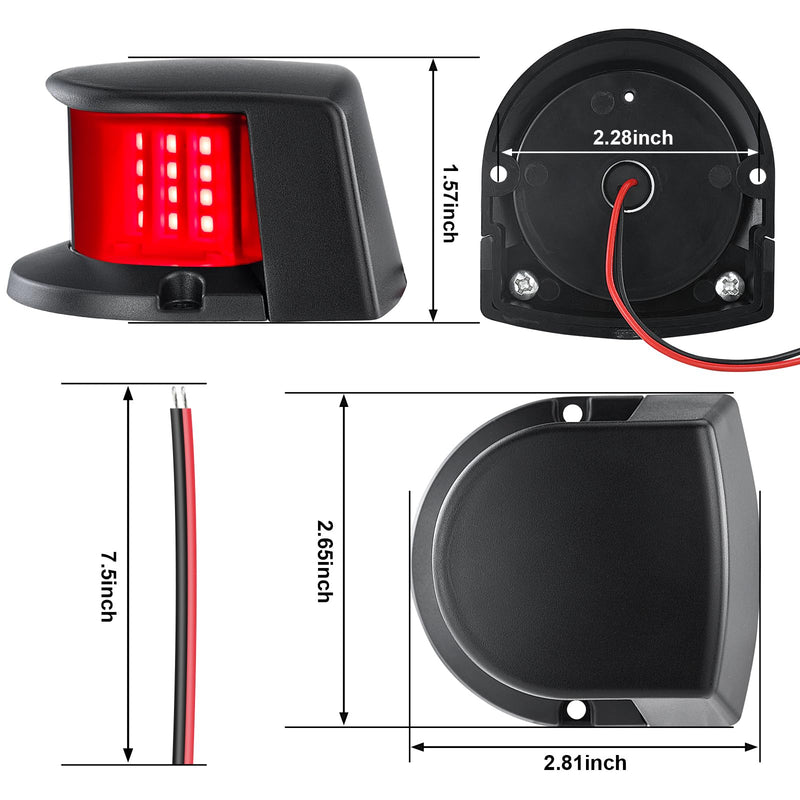 Red and Green Boat Navigation Lights，Waterproof 2NM 10-30V,Energy-Saving,Boat Navigation Lights Led for Fishing Boats Bowrider Skiff Plastic