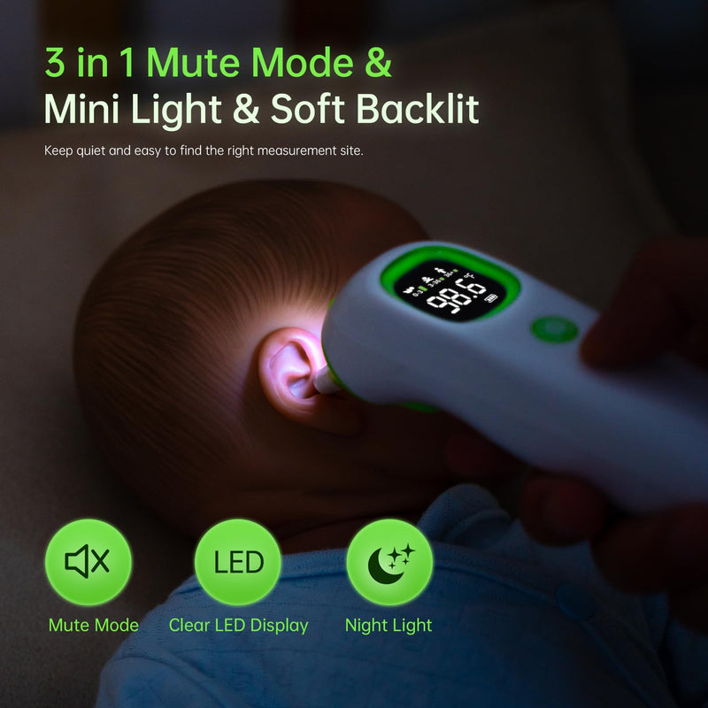 Ear Thermometer for Adults and Kids, FSA HSA Eligible Medical Grade Thermometer with Protective Storage Case, Pre Warmed Tip, Mute Night Light, 32 Memories, LED Backlit, 21 Disposable Covers White
