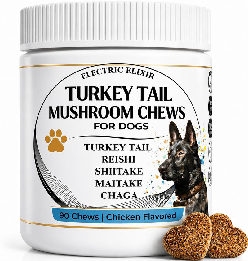 Advanced Liver Support & Turkey Tail Mushroom Chews for Dogs – Milk Thistle, Same, Turmeric & Organic Mushroom Blend – Immune, Liver, Kidney, Gut & Joint Health Support – 90 + 90 Chews