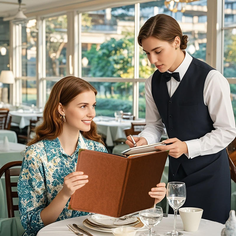 2-Pack Restaurant Menu Covers 8.5 x 11 - Menu Holder 4 Page 8 View, Menu Book Menu Sleeves for Restaurant, Bar, Café