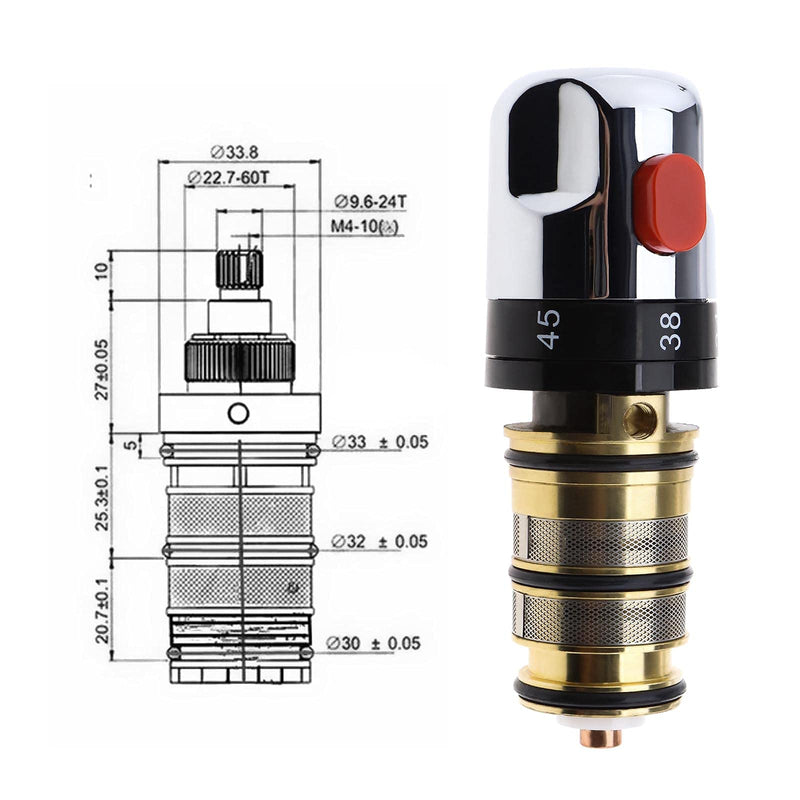 Thermostatic Bath Mixer Tap Shower Valve Handle Spare Repair Cartridge Kit Hot