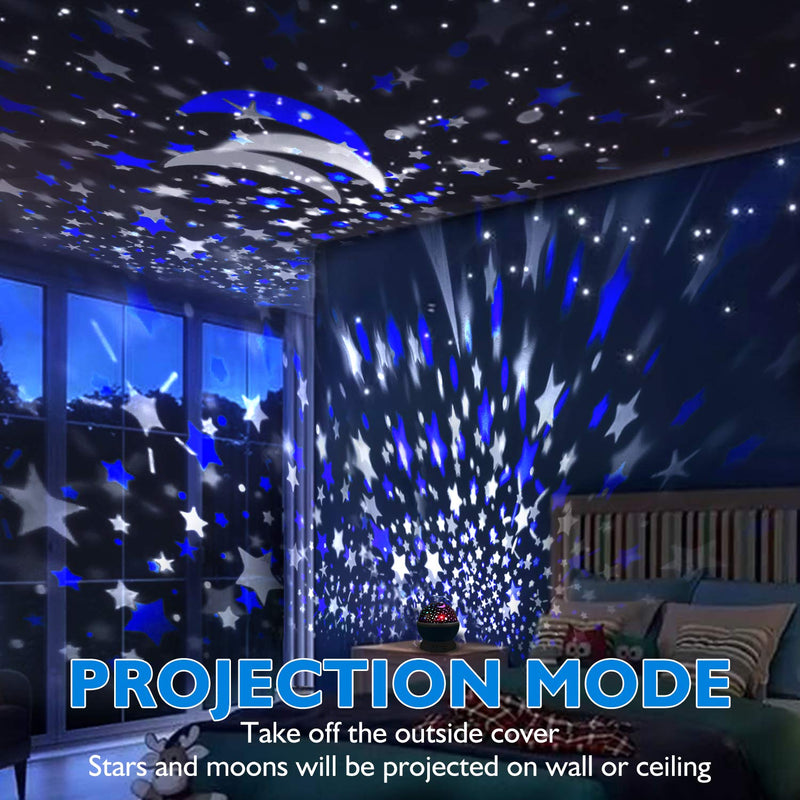 Night Light for Kids, Kids Night Light, Star Night Light, Nebula Star Projector 360 Degree Rotation - 4 LED Bulbs 12 Light Color Changing with USB Cable, Romantic Gifts for Men Women Children Blue