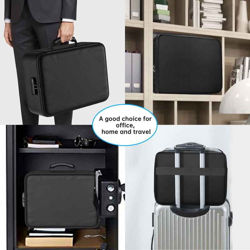 ENGPOW 5200°F Fireproof Document Bag with Lock,Upgraded Heat Insulated Fireproof＆Waterproof Box 8 Layers Document Organizer,Portable Home Travel Safe Storage for Important Documents, Files, Laptop Black 5200℉ Soft box