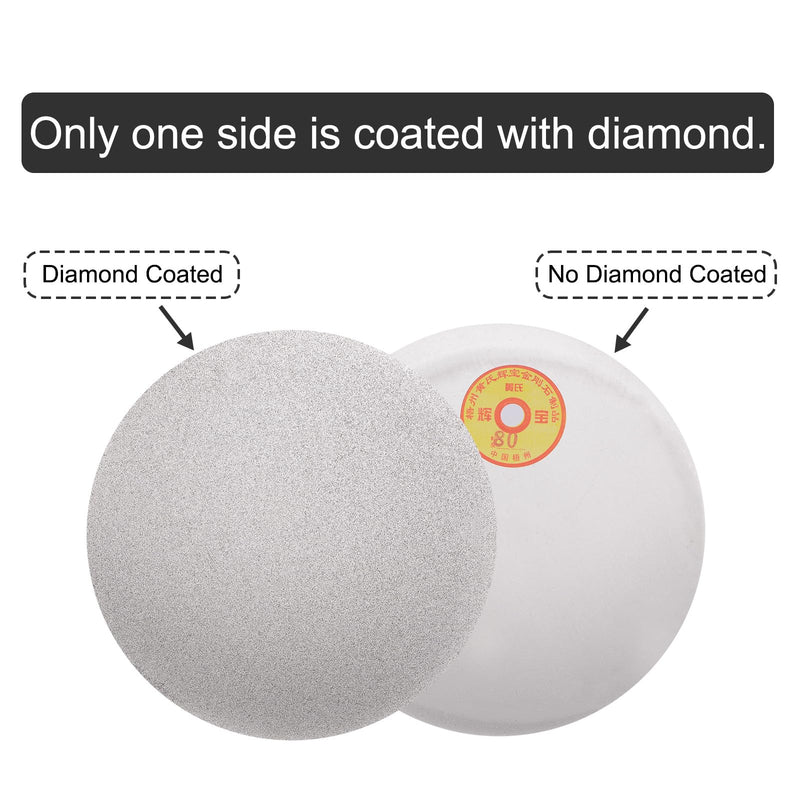 uxcell Diamond Sanding Grinding Disc, 8-Inch (200mm) Grit 80 No Center Hole, Flat Lap Disk Polishing Discs Abrasive Wheel for Gemstone Tile Porcelain Glass Stone Metal