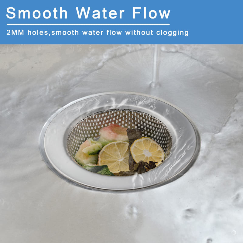 2 Pcs Sink Strainer for Most Kitchen Sink Drain Basket, Upgraded Double-Layer Safe Design Kitchen Sink Strainer (Outer Diameter 4.5 Inch) Silver(2 Pcs)