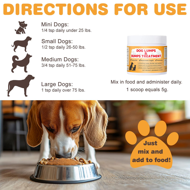 Lumps and Bumps Dog Supplement, Lipoma Treatment for Dogs -Mushroom Powder for Dogs Support Digestive & Immune System, Improved Mobility, 3.52 oz - PawsPlanet Australia