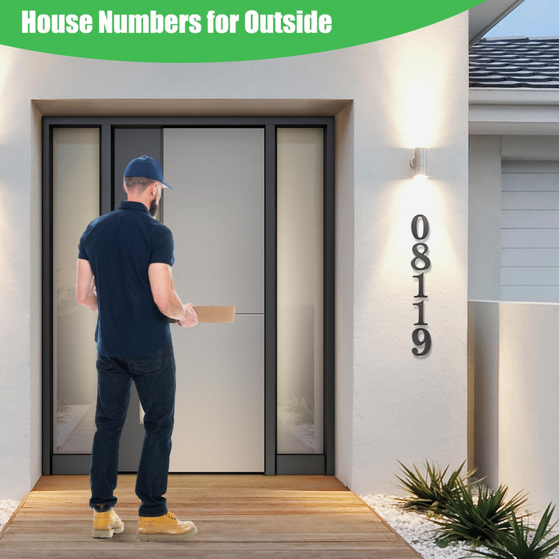 5 Inch Modern House Numbers for Outside, Large Metal Address Numbers for House, Anti-Rust Floating House Numbers with Nail Kits for Front Door Garden Mailbox, Black Zinc Alloy Style (Black 1) Black 1