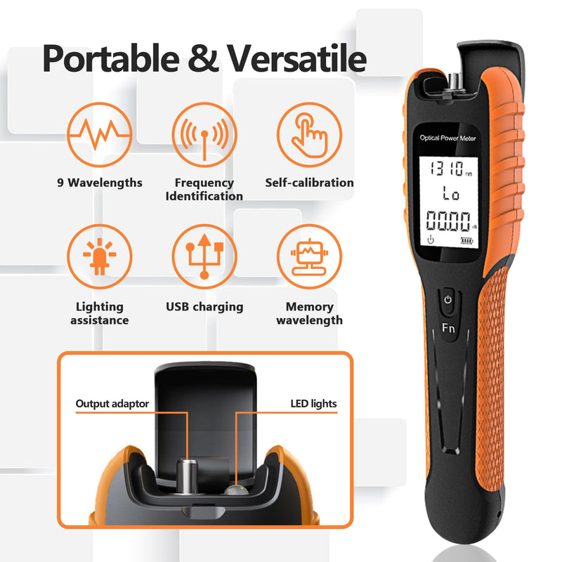 Mini Optic Fiber Cable Tester with 400mAh Lithium Battery, Optical Fiber Power Meter for FC/SC/ST Universal Connector Blue