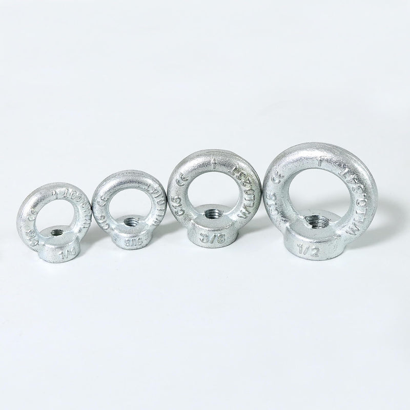 3/8"-16 Lifting Eye Nuts, Drop Forged C15 Galvanized Threaded Fastener, UNC Standard Ring Shape Lifting Eye Nut, 4 Packs 3/8"-16