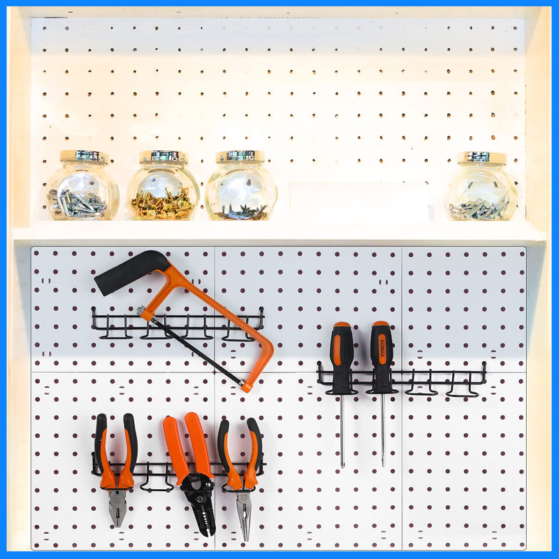 4 Pieces Pegboard Pliers Holders, Stainless Steel Pegboard Hooks Accessories Shelving Display Hooks Multi Ring Tool Holders Four Tool Multi Tool Organizer Racks for Shop Store Supermarket (Black) Black
