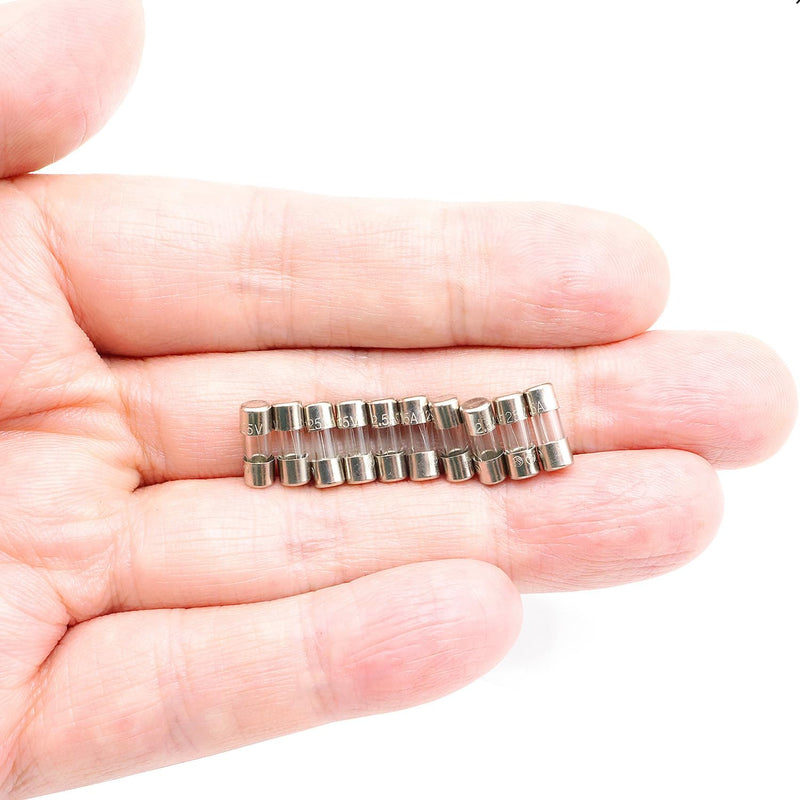 SIXQJZML 10 Pack F2.5AL Fast-Blow Mini Fuse 2.5A 2.5amp 125V Glass Fuses 0.14 x 0.39 inch / 3.6 x 10 mm (125Volt) (F2.5A)
