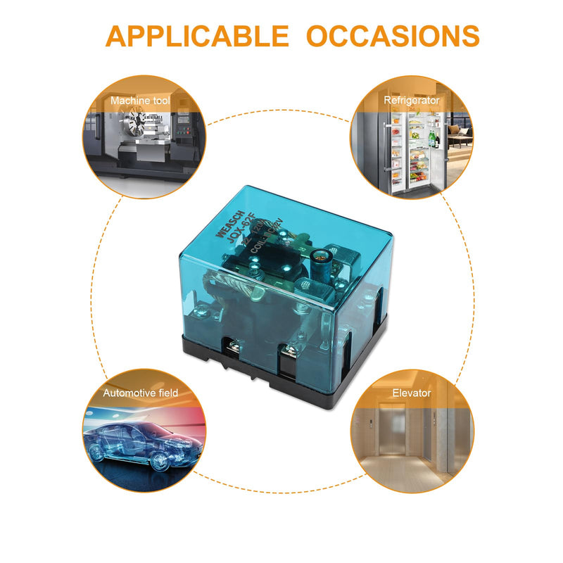 High Power Relay JQX-62F-2Z, Coil Voltage DC 12V 120A, DPDT 2NO 2NC, Electronmagnetic Relay, 35mm Rail Mount (DC 12V, 1)