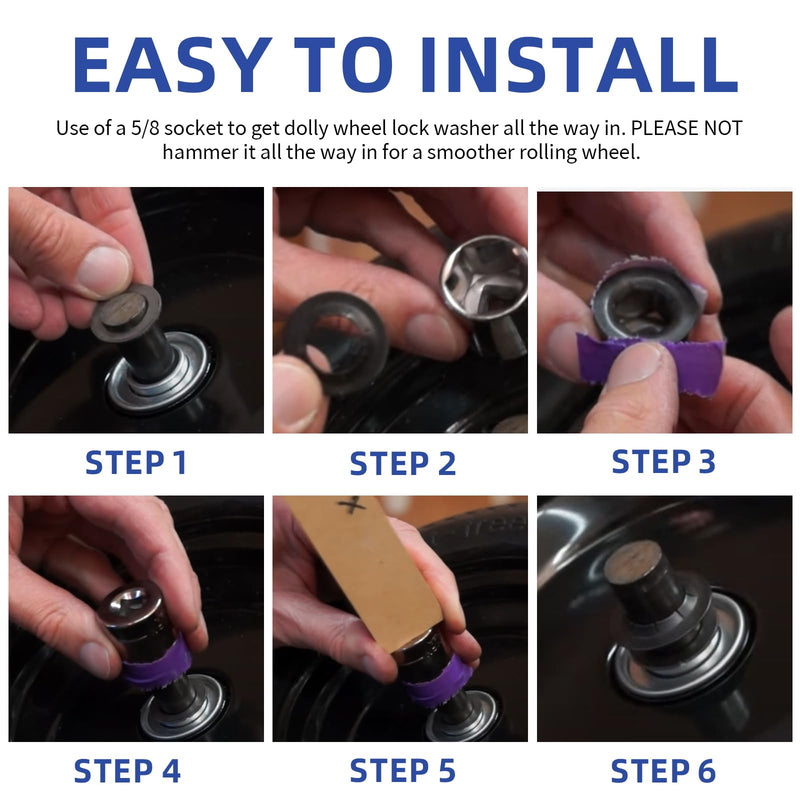 Dolly Wheel Lock Washer Replacement for Hard-to-Find Push-On Pushnuts, 5/8" Push Nut Locking Washer Fit for Hand Truck 5/8" Axle Rod Push, Phosphate + Oil, 14 Pcs.