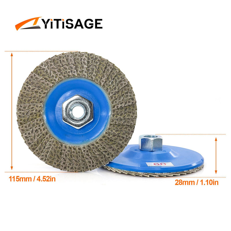 4.5" Diamond Flap Disc,Plastic Back Grinding Wheel for Marble,Ceramics,Sander Tile,Stone,Glass,Concrete(Grit 60-1pc) grit 60