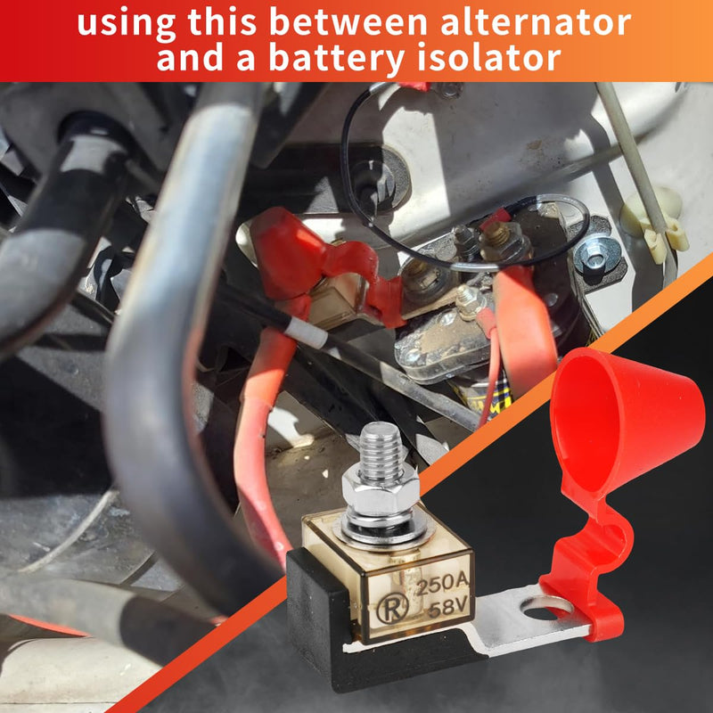 Terminal Fuse Block 150Amp，58V DC Maximum, Single Stud 5/16" (M8) Compact MRBF Marine Rated Battery Fuse Fuse with Holder