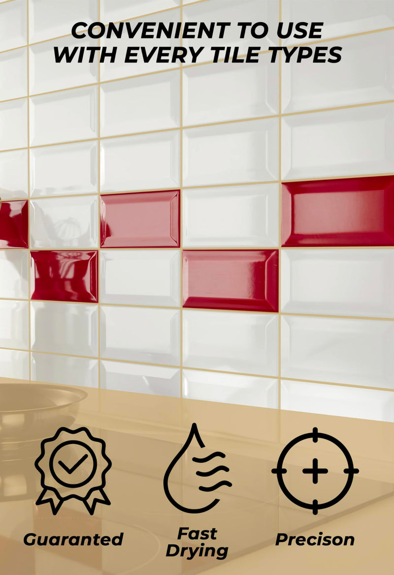 Tile Grout Repair, Beige 8.8 oz/250gr. Fast Drying Grout Repair Kit, Grout Filler Tube Repair Kit, Tile Grout Paint, Grout Sealer Restore and Renew Bathroom Floor, Tile Gaps, Joints, Lines Beige 8.8 oz.