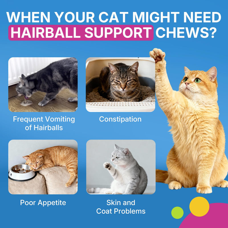 WEALLIN L-Lysine Chews & Cat Hairball Support Chews Bundle – Immune, Respiratory & Skin Health + Furball Control & Digestion Support for Cats – 500 Chews Each, Chicken Flavor
