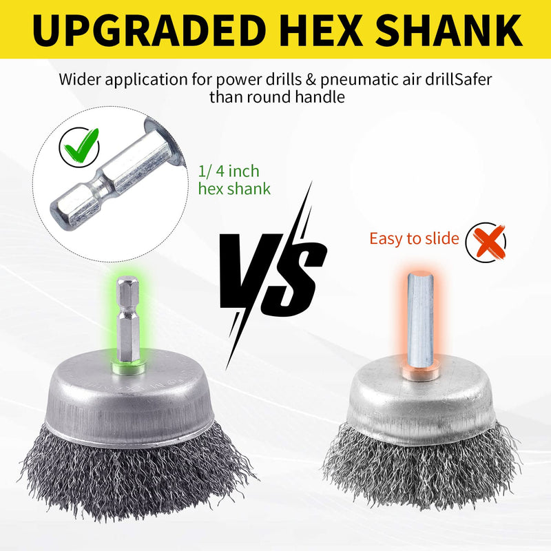 9 Pack Wire Brush for Drill Set, Wire Wheel for Drill 1/4 Inch Hex Shank,Wire Cup Brush for Drill, Wire Brushes for Cleaning Rust 9 PCS