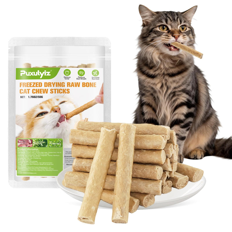 Cat Dental Chews, Freeze-Dried Cat Teeth Cleaning Treats for Fresh Breath & Tartar Control, Healthy Feline Snack