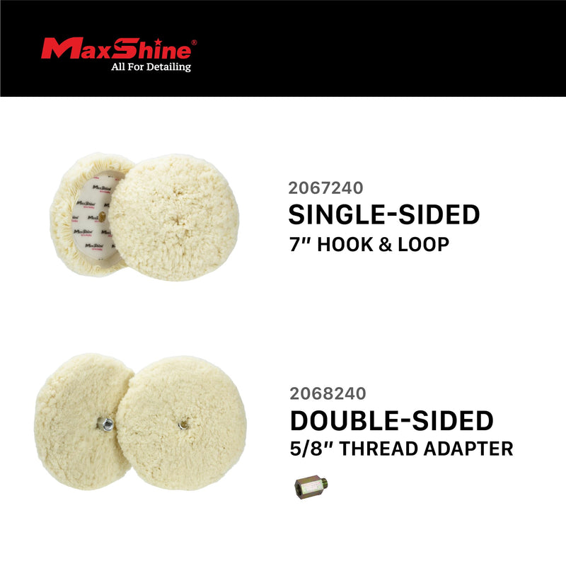 Maxshine 9” Rotary Wool Buffing Pad – Professional 100% Wool Cutting & Polishing Pad – Ideal for Heavy Defect Removal & Paint Correction (Single Sided) Single Sided