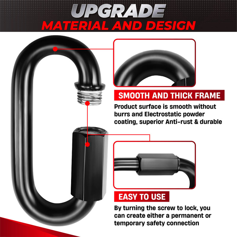 2PCS 4.2” Heavy Duty Chain Quick Links, 2500 LBS Weight Capacity, Durable, Anti-Rust, High Strength Chain Connector, Carabiner for Big Chain Connecting, Hammock Hanging, Hiking, Camping 2PCS 4.2”