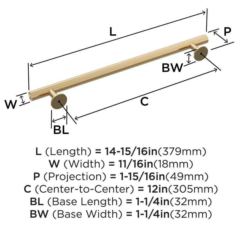 Amerock 12" Radius Champagne Bronze Appliance Pull 12 Inch (305 mm) Center-to-Center