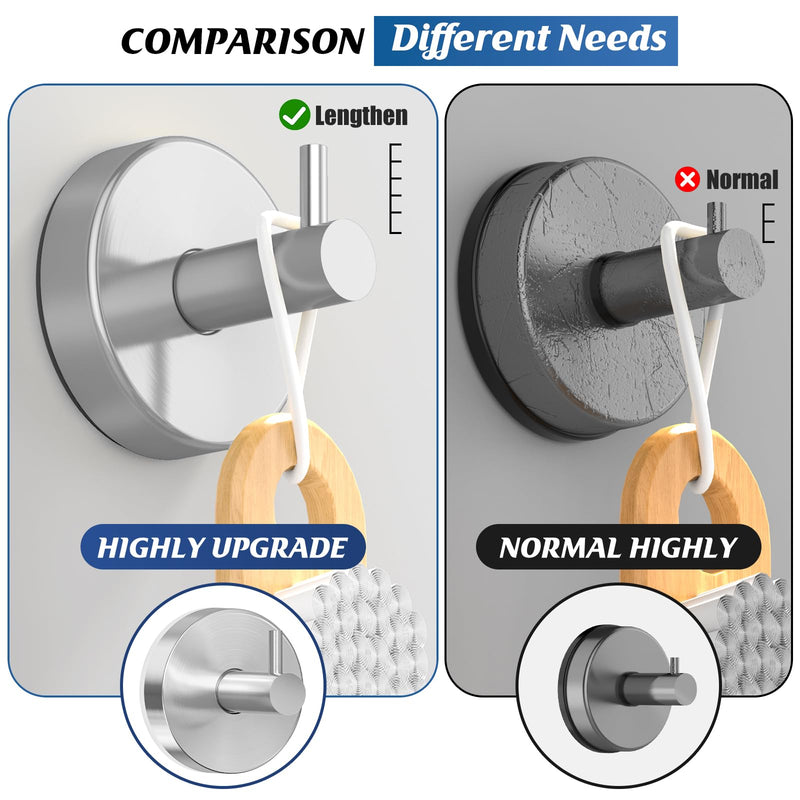 Suction Cup Hooks for Shower,Shower Hooks for Inside Shower,Suction Cup Hooks for Wreaths on Glass,Windows,Tile,Mirrors,Metals,Towel Hooks for Bathrooms for Hanging Towels,Robe,Loofah-Silver(2 Pack) 2pcs Silver