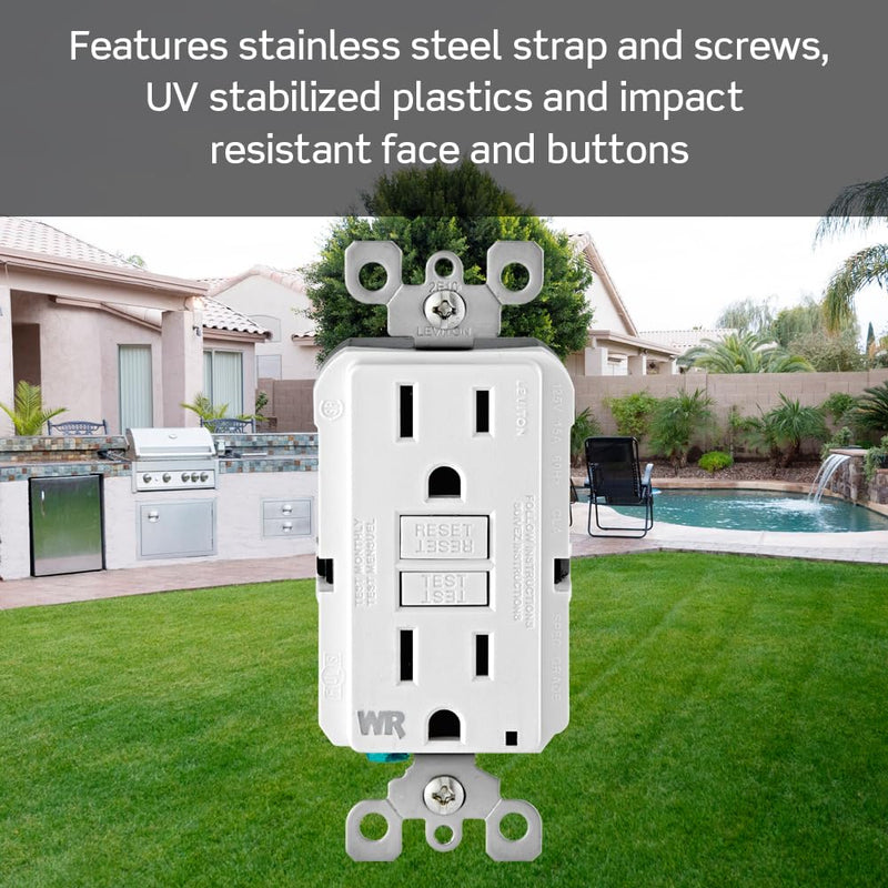 Leviton GFCI Weather-Resistant Outlet, 20 Amp, Self Test, Non Tamper-Resistant with LED Indicator Light, Outdoor Locations, GFWR2-E, Black 1