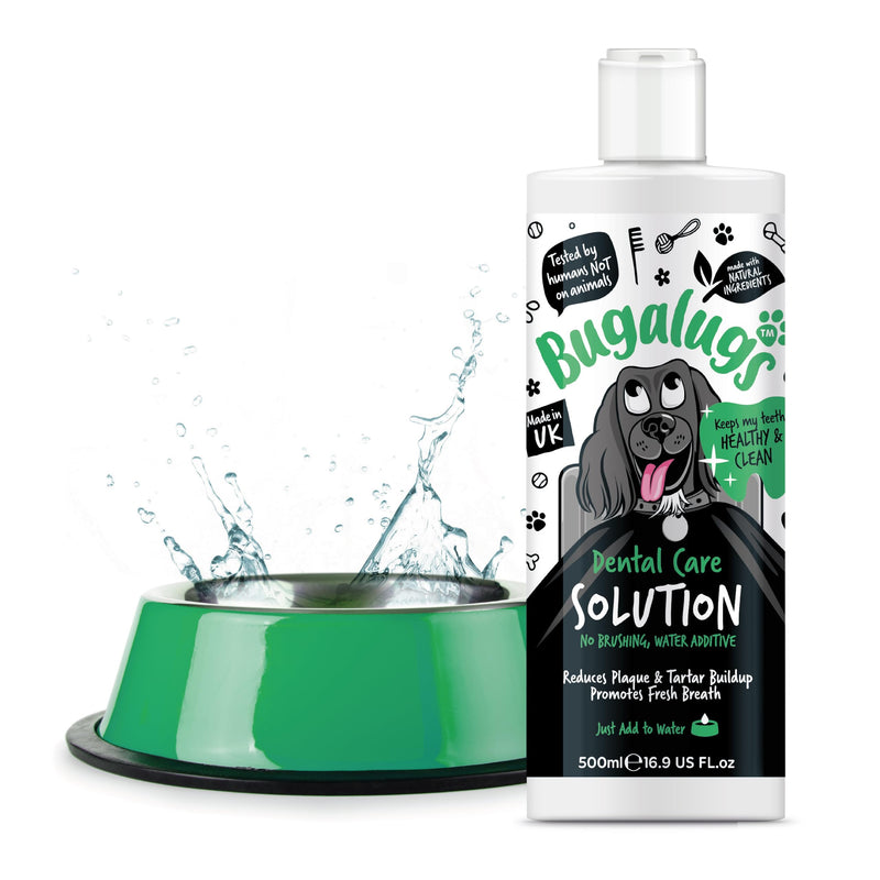 BUGALUGS Dog Breath Freshener Dental Care Water Additive. Clean Teeth, Healthy Gums & Fresh Breath - Natural Dog Plaque Remover & Tartar Remover for Teeth. No Brushing Needed (16.9 Oz Water Additive) 16.9 Oz Water Additive