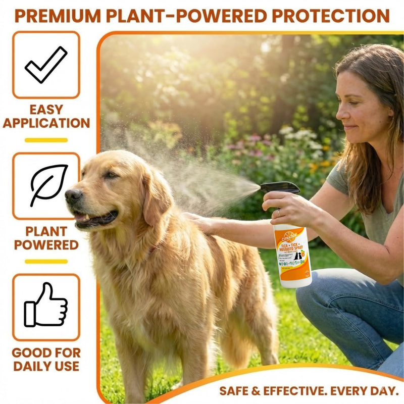 Natural Flea, Tick & Mosquito Spray for Dogs – Cedarwood & Citrus Formula – Plant-Based, DEET-Free, Non-Toxic, USA Made – Safe for Home & Pets – CITRATIDE (16 fl oz)