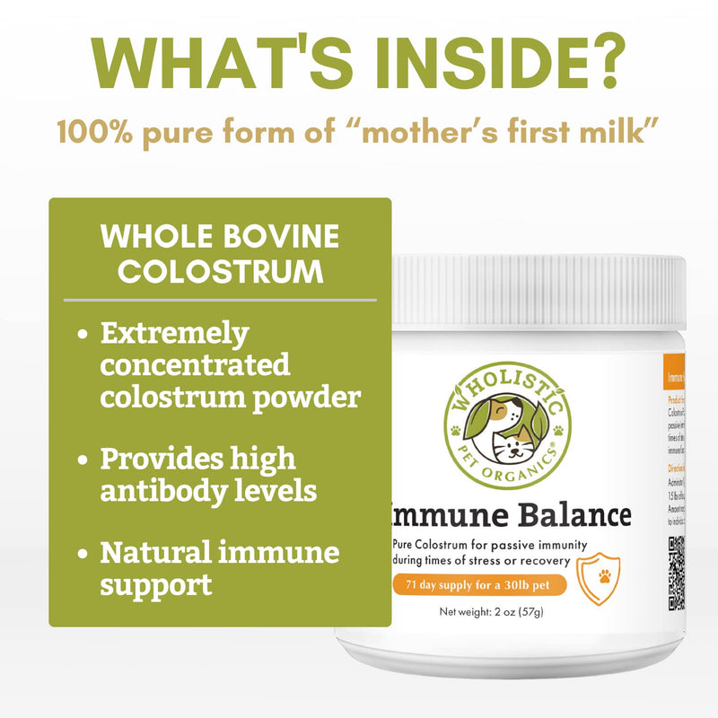 Wholistic Pet Organics: Bovine Colostrum Powder for Dogs and Cat Organic Dog Immune Supplement for Allergy and Itch Relief Colostrum for Puppies Allergy Medication for Dogs (2 oz) 2 oz - PawsPlanet Australia