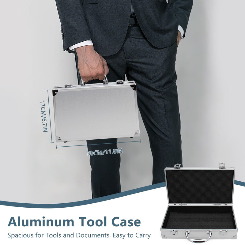 11.8 Inch Aluminum Tool Box Portable, Lockable Handle Portable Medicine Chest Organizer Aluminum Briefcases for Men Women-11.8x3.15x6.7in (30x8x17cm)
