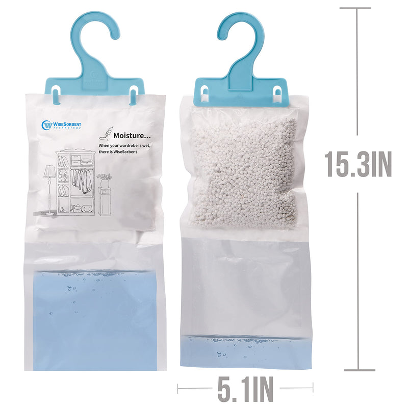 Wisesorb Moisture Absorber Packets with Plastic Case & Hook, Odor Eliminator, Leak Proof, Fragrance Free, Humidity Packs, Hanging Closet Dehumidifier Bags, Moisture Absorber (4 Packs) 1 Count (Pack of 4)