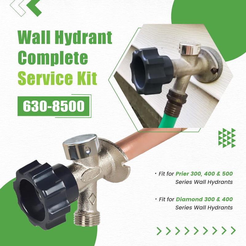 630-8500 Wall Hydrant Complete Service Kit - fit for Prier Mansfield Style 300/400/500 Wall Hydrants - for Diamond 300/400 Series Wall Hydrants - Superior for Outdoor Faucet Maintenance