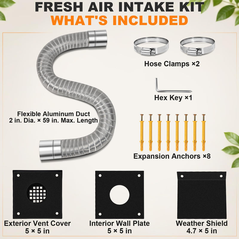 VICAMB Pellet Stove Vent Pipe Kit, Pellet Stove Fresh Airs Intake Kit