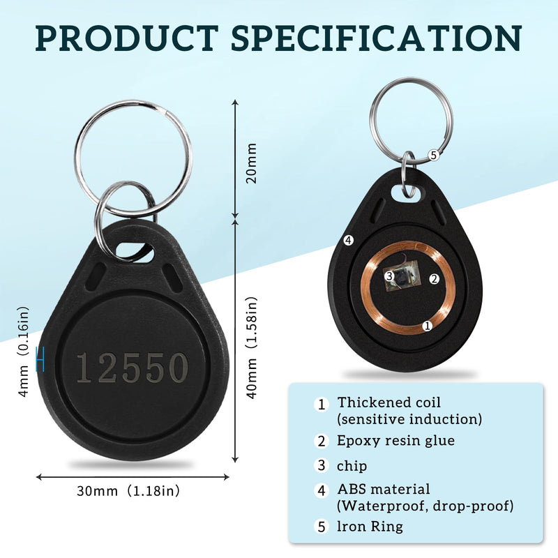 50 pcs 26 Bit Key Fobs Black RFID Keyfobs Writable Proximity Fob 125kHz Prox Cards Compatable with ISOProx 1386 1326 1346 H10301 Format Readers, Works with Vast Majority of Access Control Systems 50 pcs