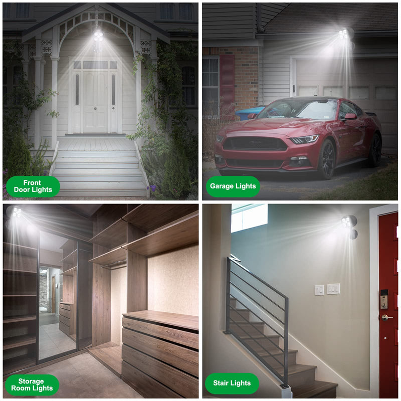 Motion Sensor Outdoor Lights, Battery Operated Outdoor Light, 600LM Motion Detector Lights for Outside, 6000K LED Security Light Battery Powered Spotlight for House Wall, Black(2 Pack) 2 pack