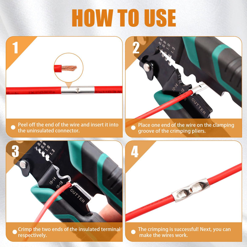 mankk 284PCS Non Insulated Butt Connectors Kit 26-6 Gauge Tinned Red Copper Butt Connector Uninsulated Butt Connector Wire Crimp Connector for Electrical Appliances Cars Boats etc