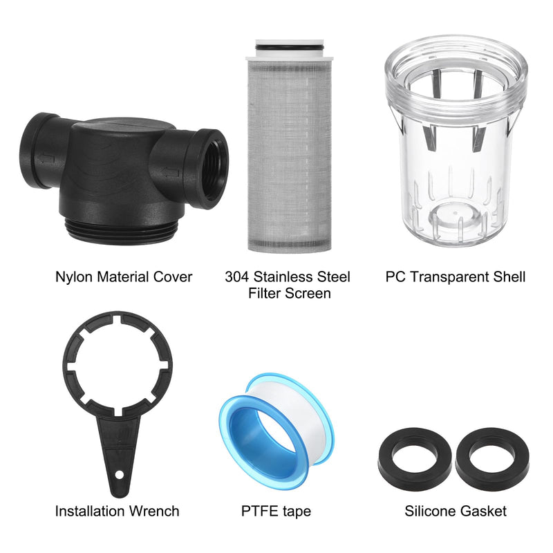 3-Pack Water Pump Strainer with 100 Mesh Stainless Steel Filter Screen, 3/4" Inch Female NPT in-line Strainer for Garden Hose Outdoor RV Water Tank Pressure Washer [Black] Black
