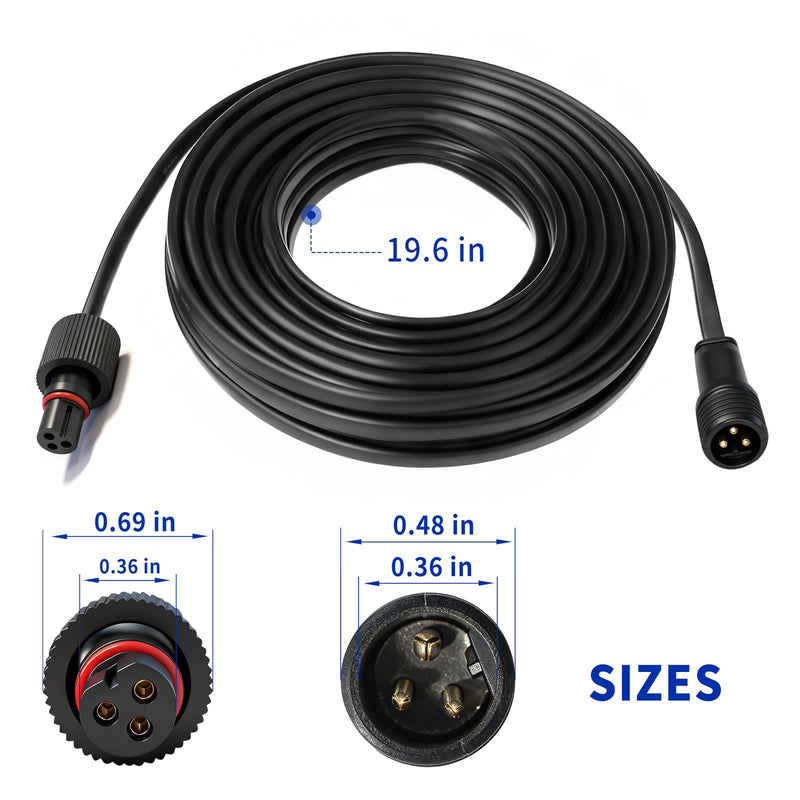 19.6FT Extension Cable for Govee Permanent Outdoor Lights, IP68 Waterproof 3-Pin Power Cord, Compatible with H705A H705B H705C H706A H706B H706C, Outdoor Dots String Light Extension Wire 19.6ft Extension Cord