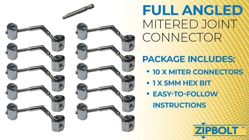 Zipbolt UT 11.600 Maxi Mitre Connector Bulk Pack — Connects Mitered Staircase Handrail Sections, Residential and Commercial Installation, New Construction and Remodels 10 Pack
