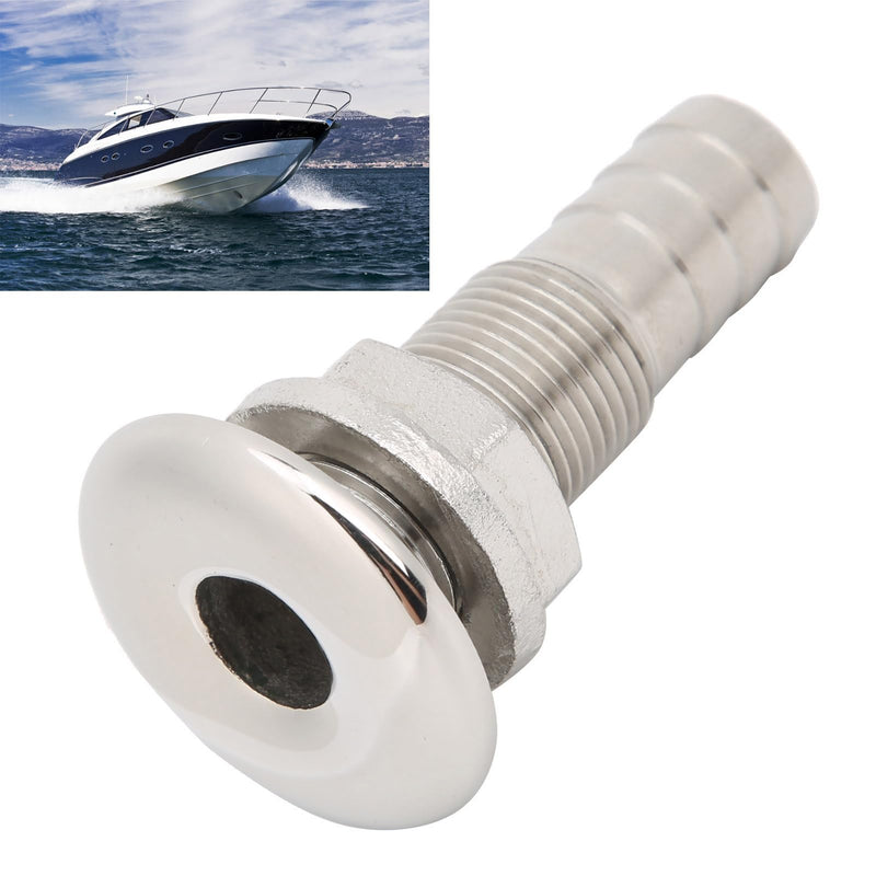 Tissting Thru-Hull Valve Fitting, 1" Boat Thru Hull Marine Straight Thru Hull Fitting 316 Stainless Steel Water Drain Outlet Plumbing Valve Hose Thru Drain Connector for Boat, Yachts(1in) 1in