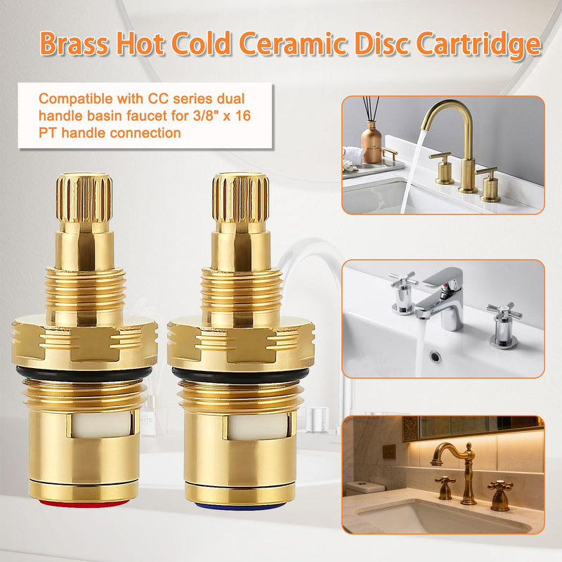 Faucet Cartridge for Kingston Brass KSRPL3200CC Cold & KSRPL3200HC Hot, Compatible with CC Basin Faucet Cold Ceramic Cartridge & Hot Ceramic Cartridge, 2-1/8" Red+Blue