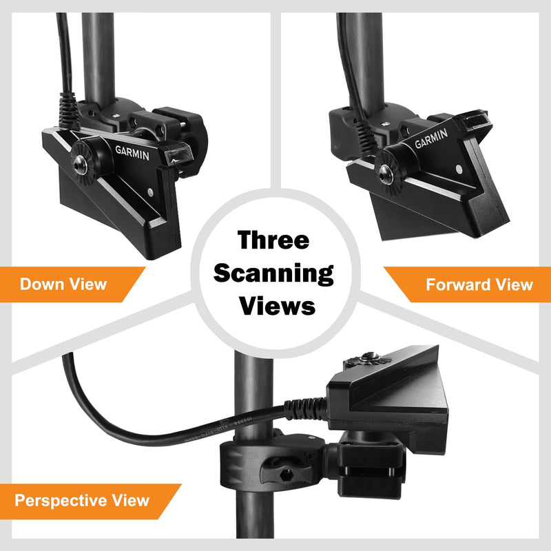 0 Degree Pole Mount, Quick Operation Compatible with Garmin LiveScope Plus LVS34, Zero Degree Transducer Accessories with Clamp for Pole & Trolling Motor, Replaces 010-13228-03