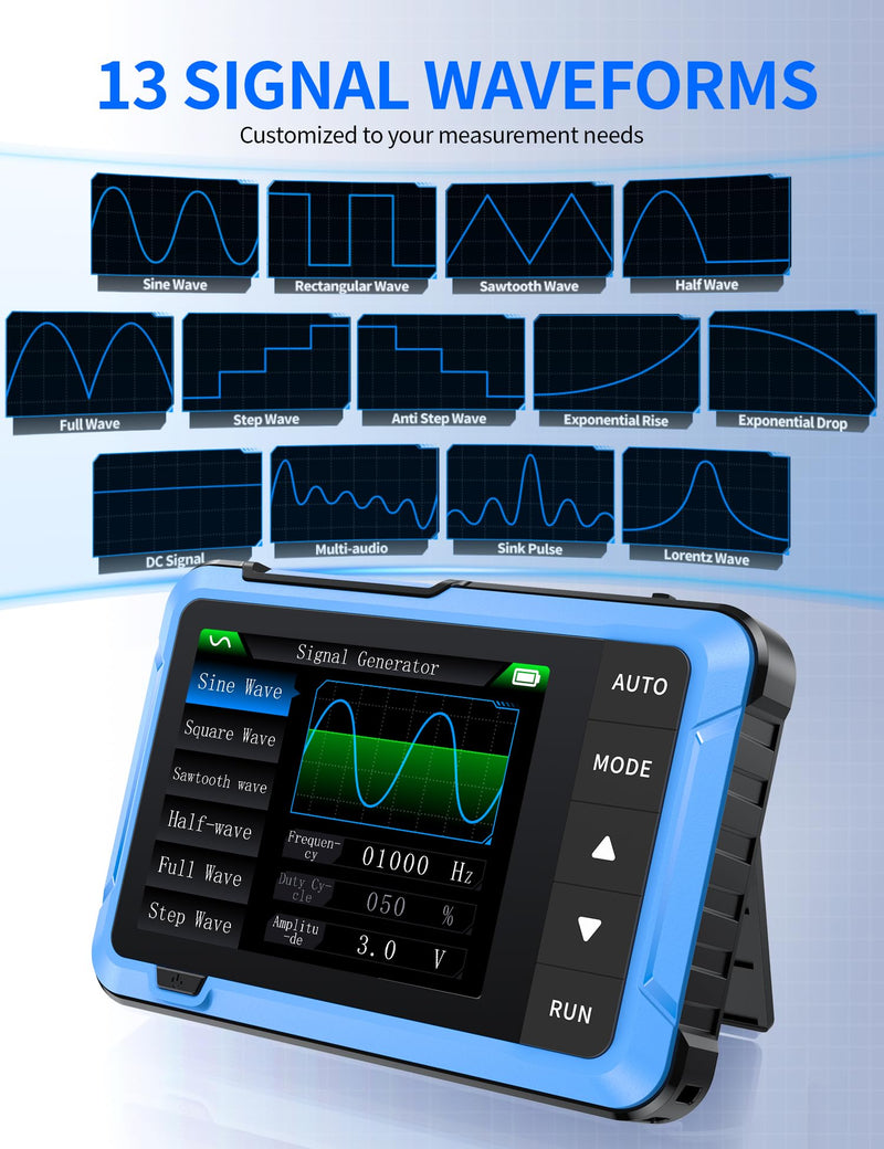FNIRSI DSO-510 Handheld Oscilloscope/DDS Signal Generator 2 in 1, Digital Portable Automotive Oscilloscope 2.8 inch TFT, 10MHz Bandwidth, 48MS/s Sampling Rate, Trigger Function Auto/Nomal/Single