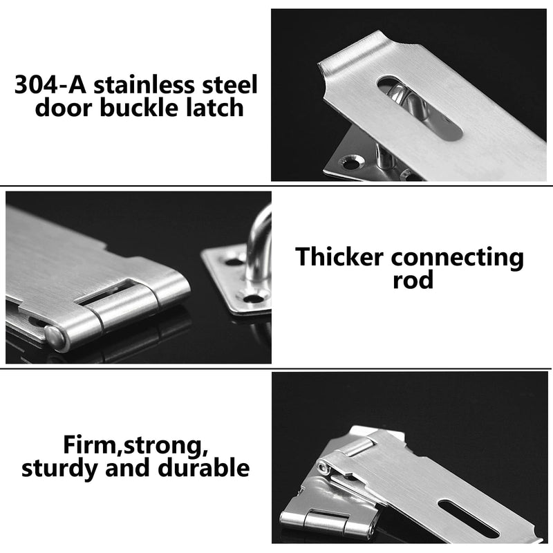 2Pcs Door Locks Hasp Latch,5 Inch 304 Stainless Steel Safety Packlock Clasp Hasp Lock Latch,Hinge Lock Padlock with Screws for Gates,Doors,Cabinets, Closets and More 5INCH with CODE LOCK