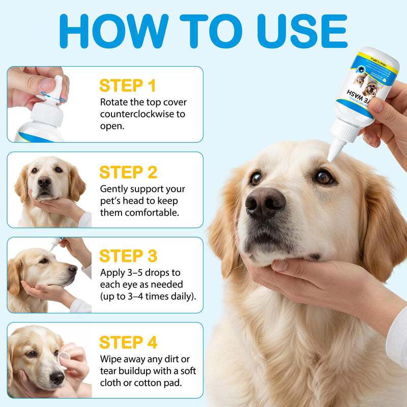 Daiasns Cataract Drops for Dogs, Eye Drops for Eye Infection Treatment, Relieving Itching & Irritation, Vet-Recommended Pink Eyes and Tear Stain Cleaner for Dogs and Cats - 3.38oz